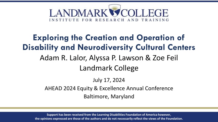 Creation and Operation of Disability and Neurodiversity Cultural Centers