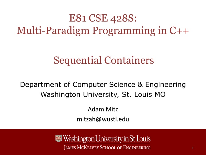 Multi-Paradigm Programming in C++: Sequential Containers