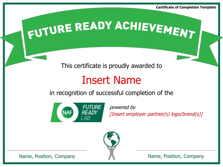 Certificate of Completion Template with Partner Recognition