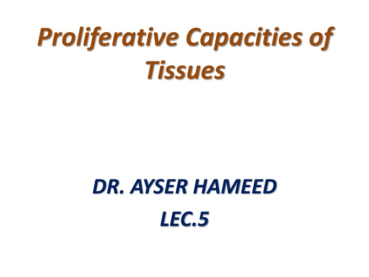 Proliferative Capacities of Tissues Overview