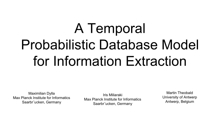Probabilistic Database Model