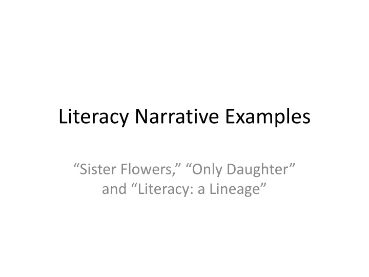 Literacy Narrative Examples