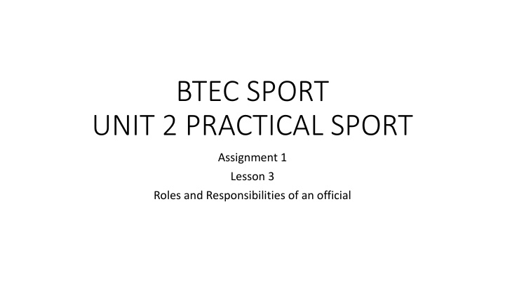 Roles and Responsibilities of Sports Officials