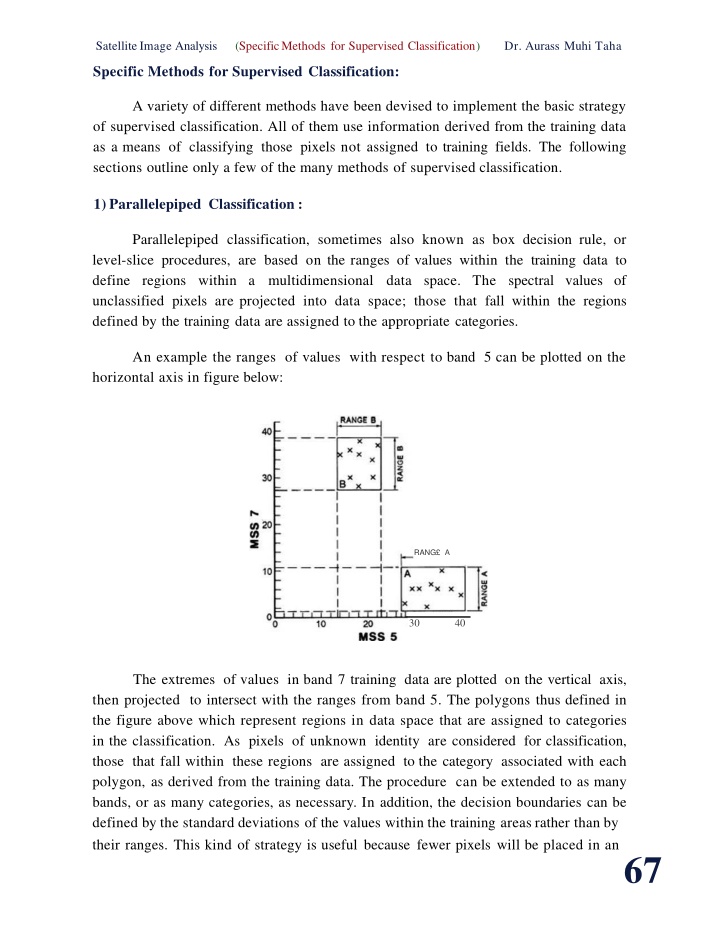 Methods for Supervised Classification in Satellite Image Analysis