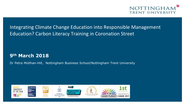 Integrating Climate Change Education into Responsible Management