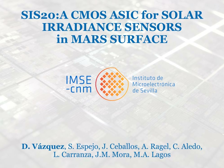 SIS20: CMOS ASIC for Solar Irradiance Sensors on Mars Surface