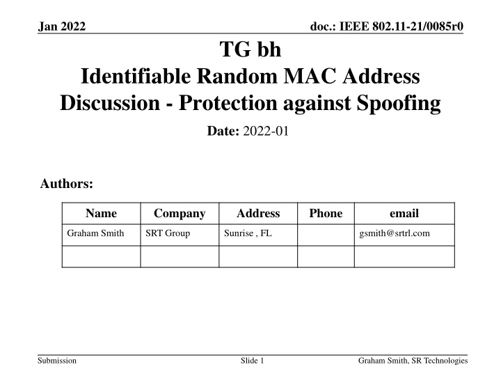 Discussion on Identifiable Random MAC Address in IEEE 802.11-21