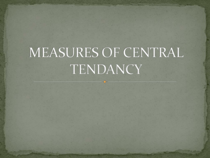 Measures of Central Tendancy