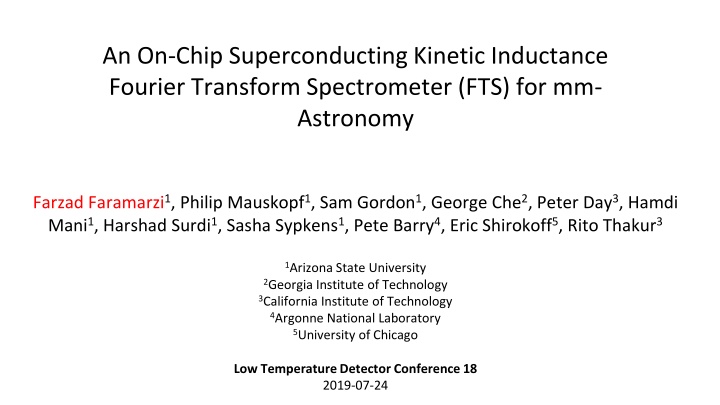 On-Chip Superconducting Kinetic Inductance Fourier Transform Spectrometer for mm-Astronomy