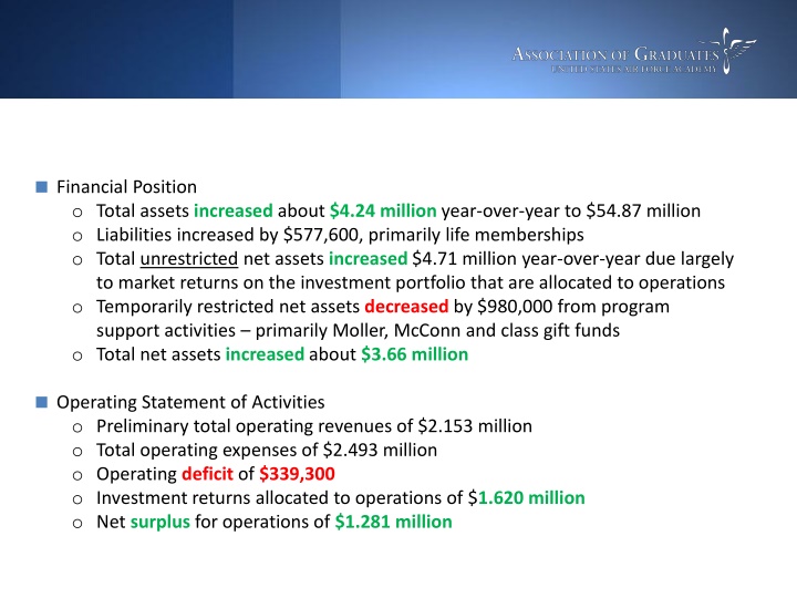 Financial Position Summary FY 2017