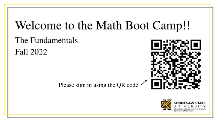 Math Boot Camp Fundamentals Fall 2022