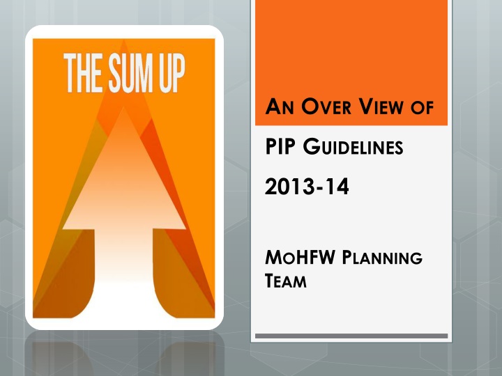 Overview of PIP Guidelines 2013-14 by MOHFW Planning Team