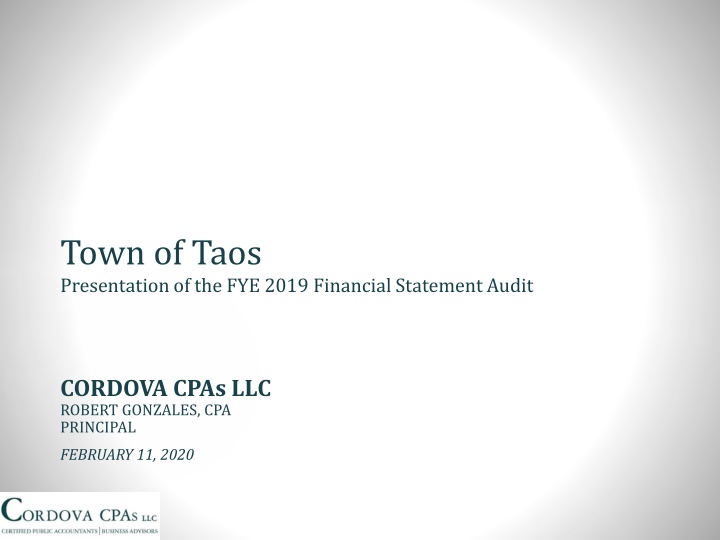 Town of Taos FYE 2019 Financial Statement Audit Summary
