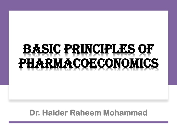 Basic Principles of Pharmacoeconomics Costing Terms