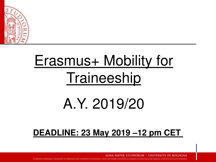 Erasmus+ Traineeship Opportunities for 2019/20