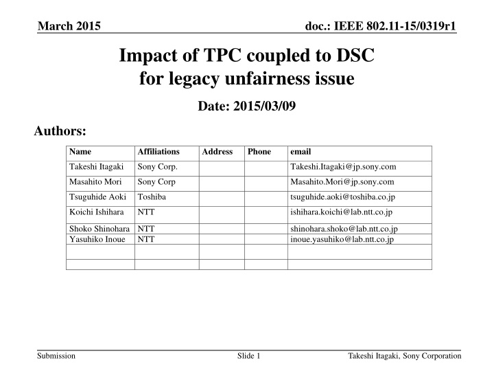 Impact of TPC Coupled to DSC for Legacy Fairness Issue