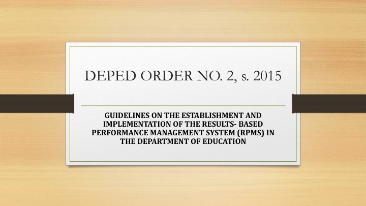 Guidelines on RPMS Establishment and Implementation in DepEd