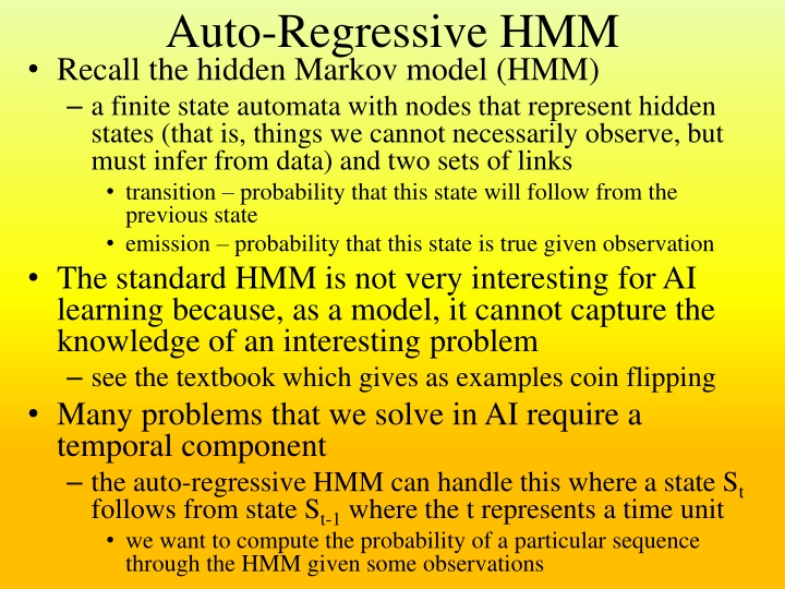 Auto-Regressive HMM