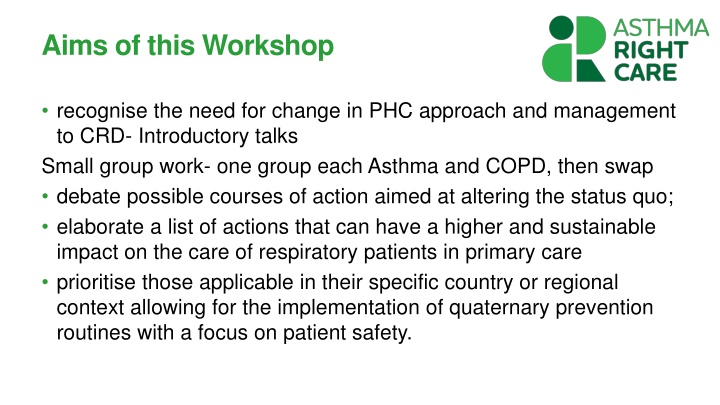 Workshop on Changing Primary Healthcare Approach for Respiratory Diseases