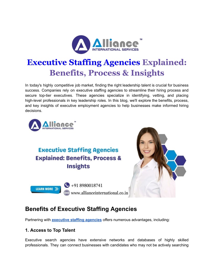 executive staffing agencies explained benefits n.w