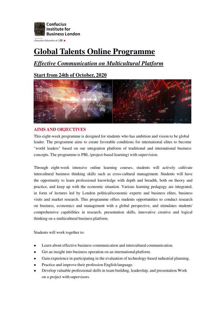 Global Talents Online Programme - Effective Communication on Multicultural Platform