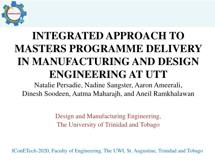Integrated Approach to Masters Programme Delivery in Manufacturing and Design Engineering