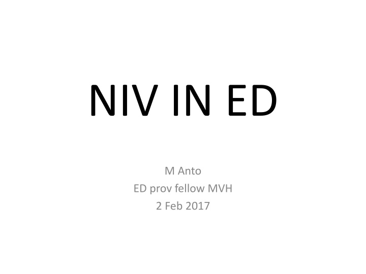 NIV in Acute Respiratory Failure: Overview and Benefits