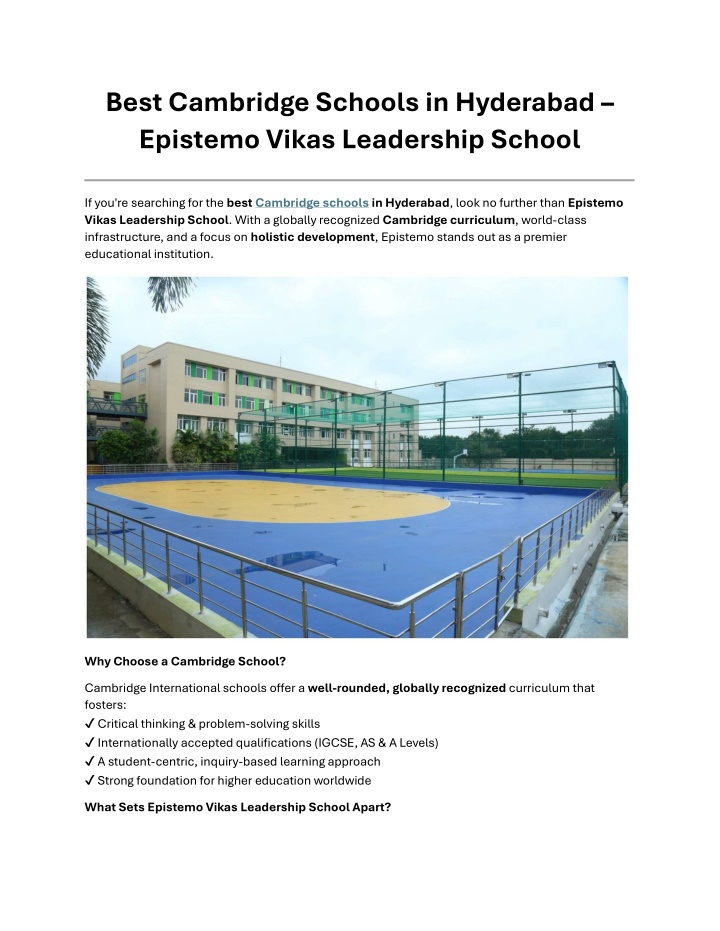 best cambridge schools in hyderabad epistemo n.w