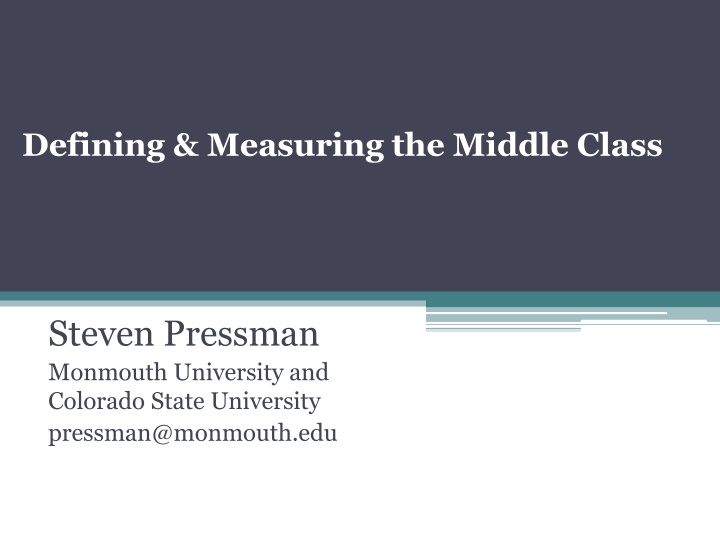 Defining & Measuring the Middle Class by Steven Pressman