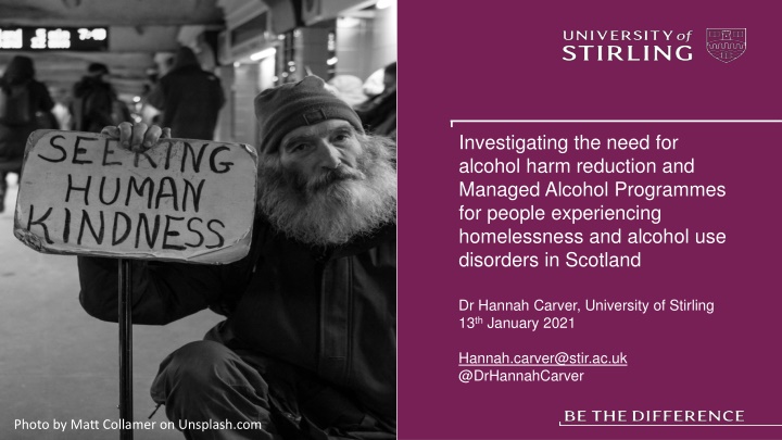 Alcohol Harm Reduction for Homeless Individuals in Scotland
