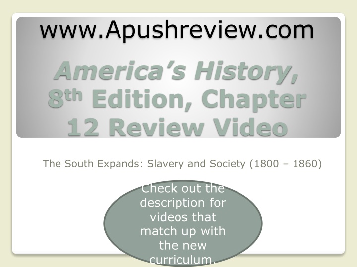 The South Expands: Slavery and Society (1800-1860)
