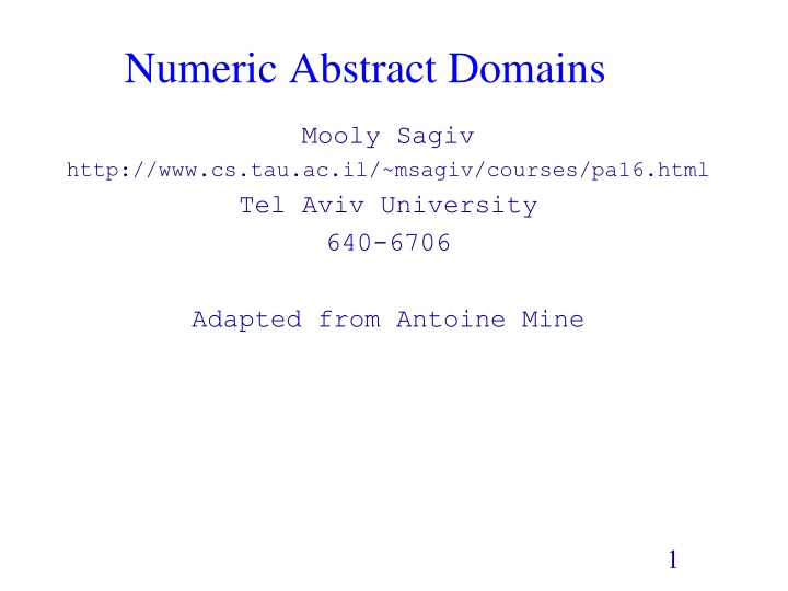 Abstract Domains and Numeric Semantics Overview