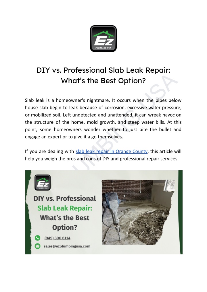 diy vs professional slab leak repair what n.w
