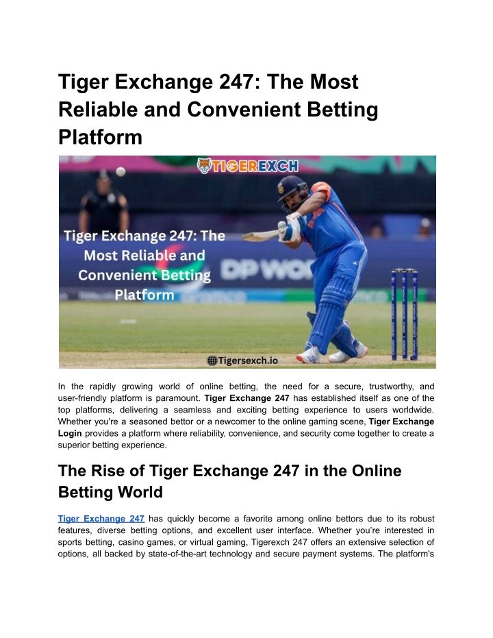 tiger exchange 247 the most reliable n.w