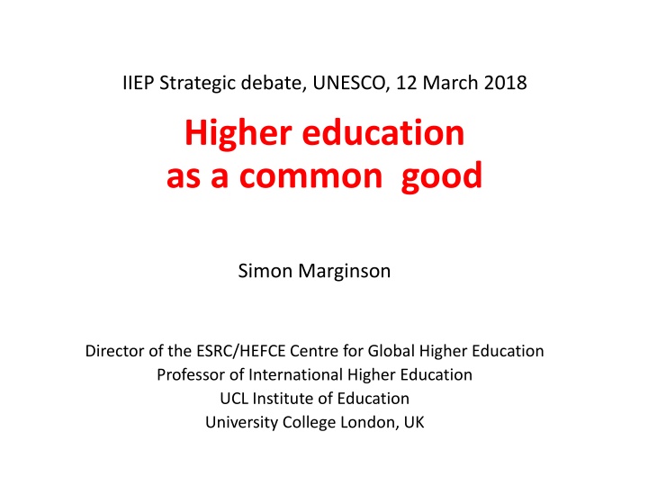 Higher education as a common good