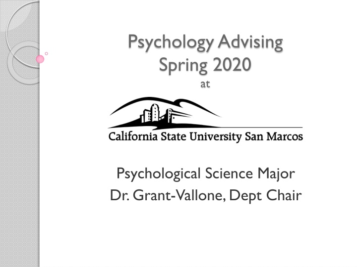 Psychology Advising Spring 2020