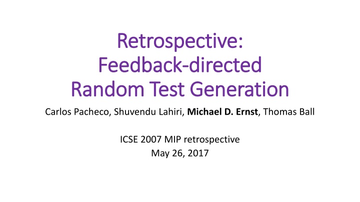 Automated Test Generation for Software Quality Assurance