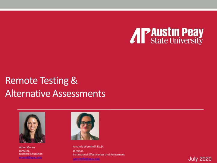 Remote Testing & Alternative Assessments Overview