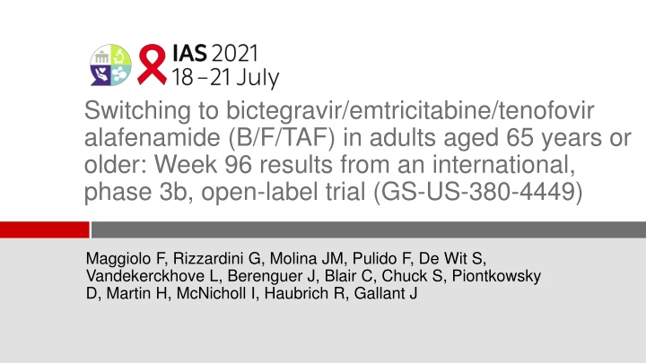 Switching to Bictegravir/Emtricitabine/Tenofovir Alafenamide in Older Adults: Week 96 Results