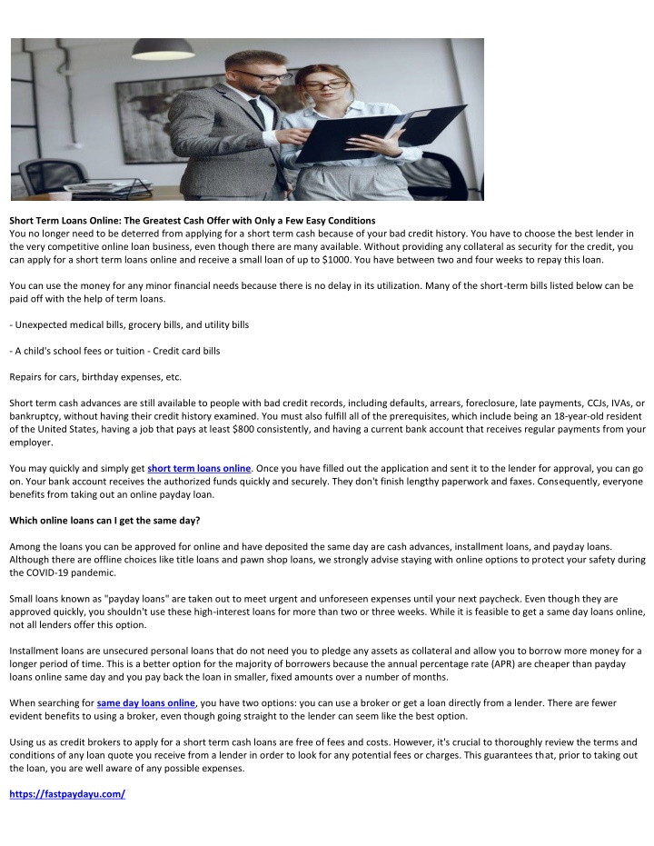 short term loans online the greatest cash offer n.w