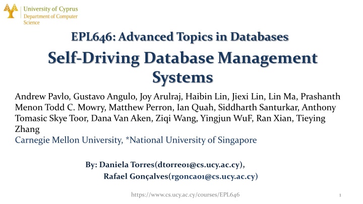 Self-Driving Database Management Systems Overview