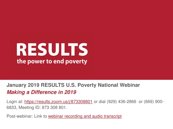 RESULTS U.S. Poverty National Webinar Highlights 2019
