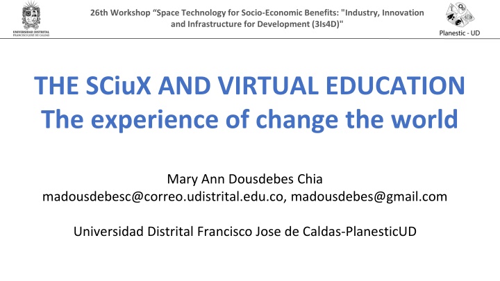 26th Workshop: Space Tech for Socio-Economic Benefits