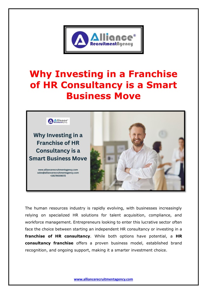 why investing in a franchise of hr consultancy n.w