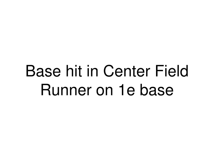 Base Hit in Center Field - Runner on 1st Base