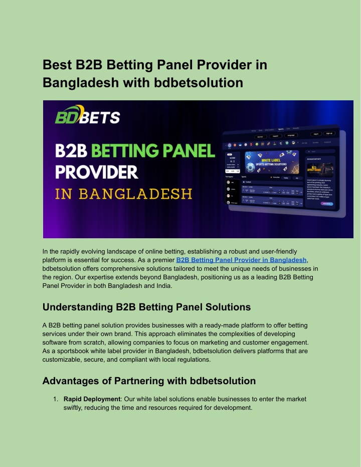 best b2b betting panel provider in bangladesh n.w
