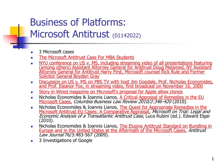Microsoft Antitrust Case Overview