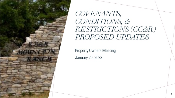 Proposed Updates for Property Owners Meeting January 20, 2023