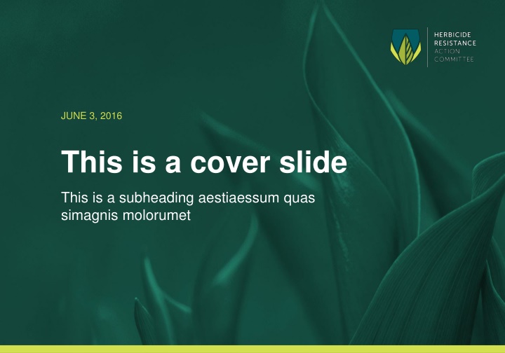 June 3, 2016 - Cover Slide and Section 1 Overview