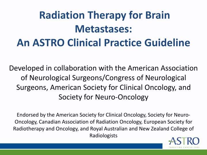Radiation Therapy for Brain Metastases: ASTRO Clinical Practice Guideline